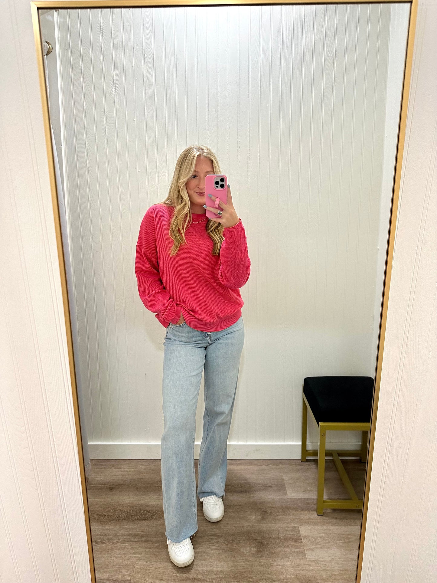 TWO TONE WAFFLE KNIT TOP