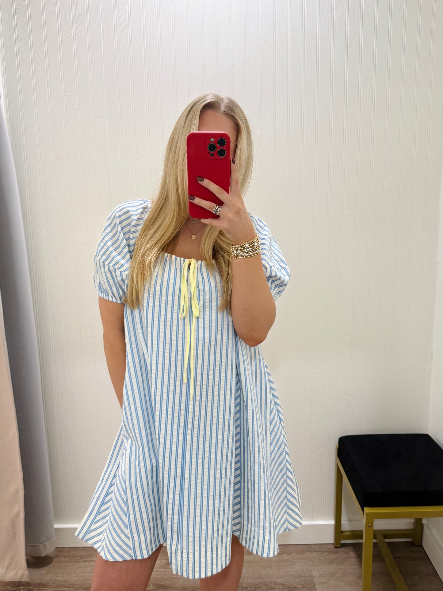 STRIPED SEERSUCKER MINI DRESS