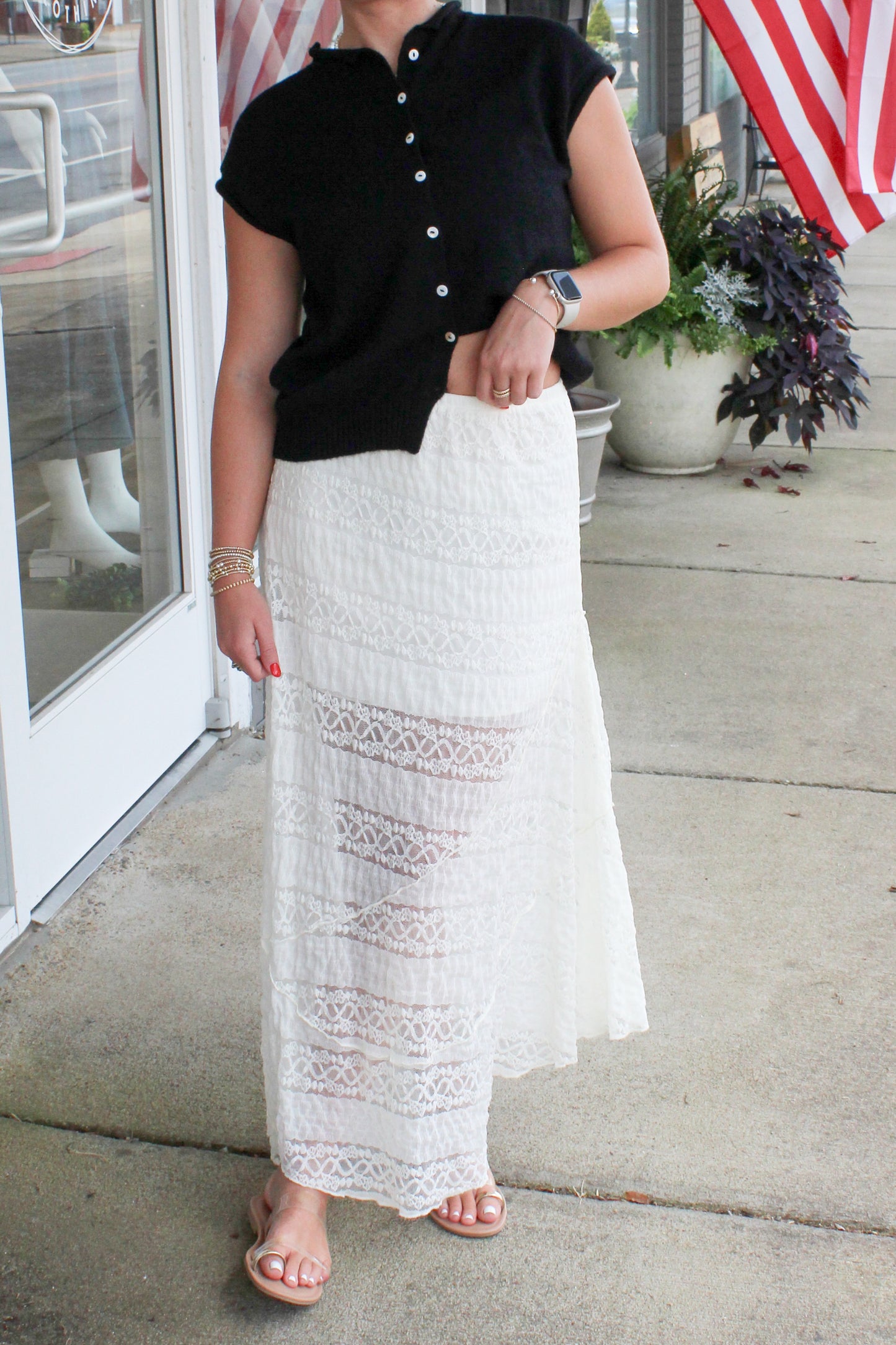 LACE KNITTED MAXI SKIRT