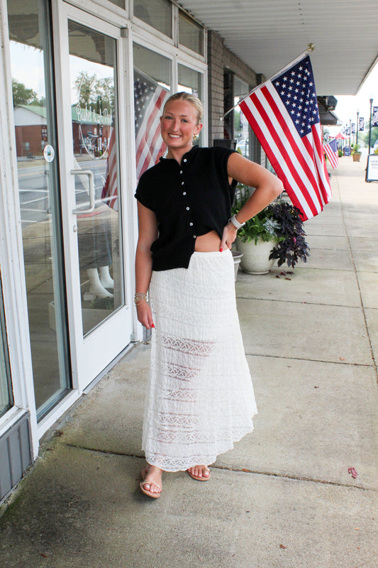 LACE KNITTED MAXI SKIRT
