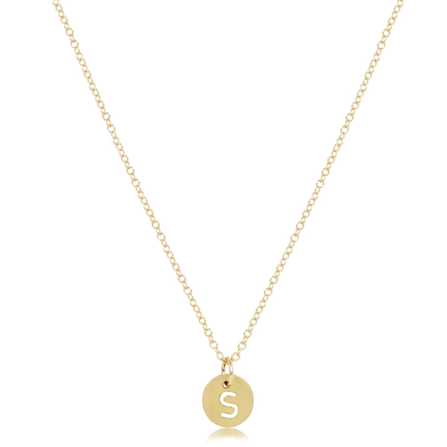 16" NECKLACE GOLD- RESPECT SMALL INITIAL GOLD DISC