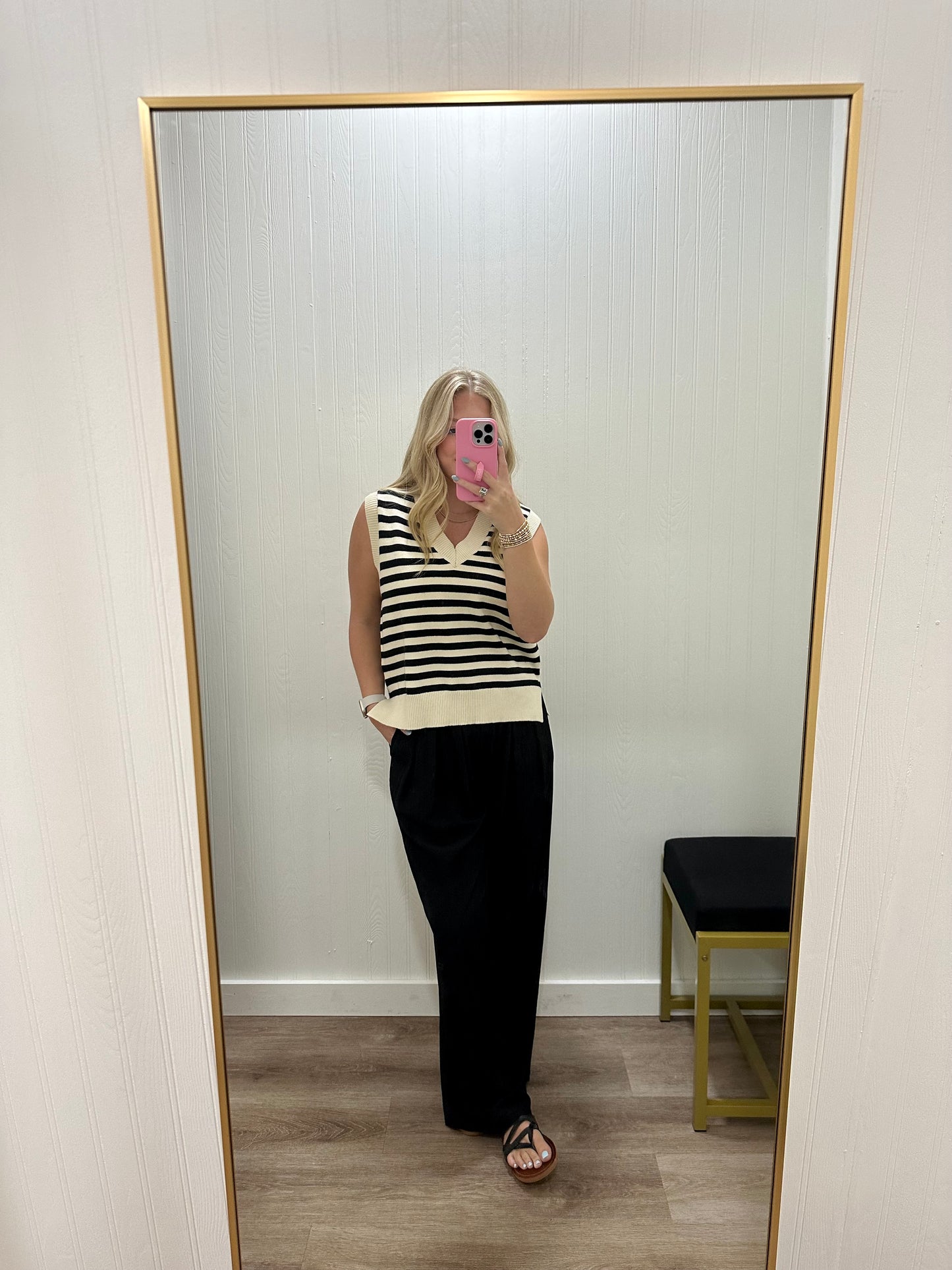 NATURAL STRIPED VEST