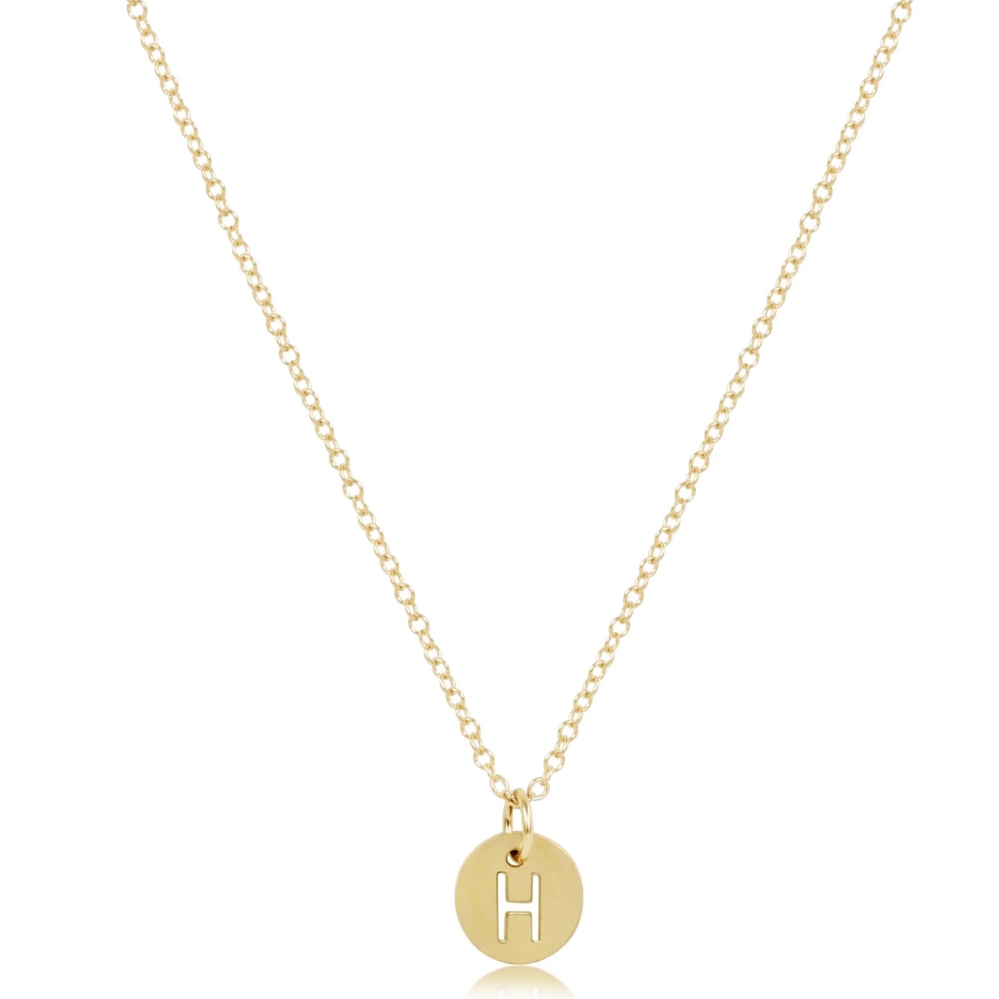 16" NECKLACE GOLD- RESPECT SMALL INITIAL GOLD DISC