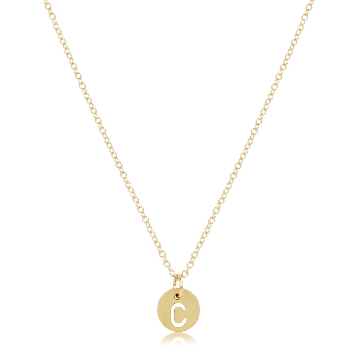 16" NECKLACE GOLD- RESPECT SMALL INITIAL GOLD DISC
