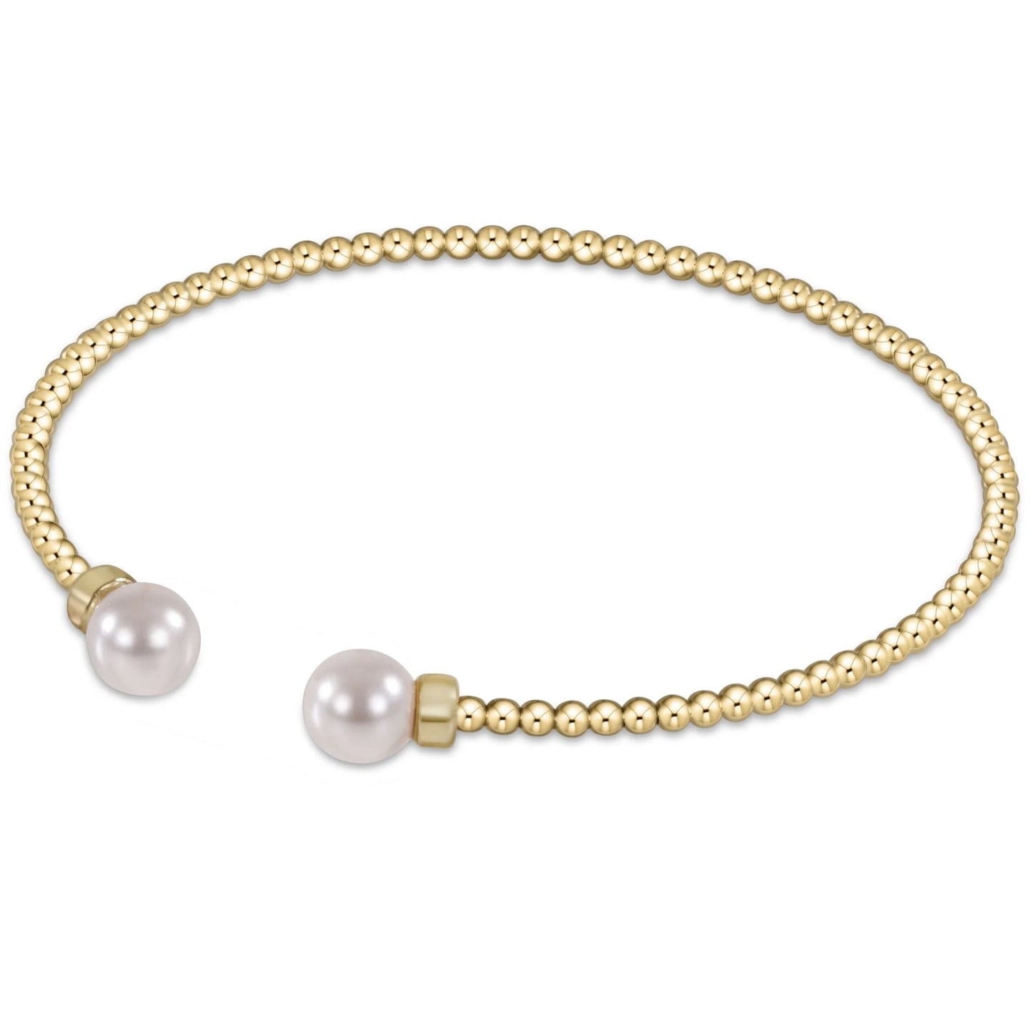 CLASSIC GOLD 2MM BEAD CUFF- PEARL