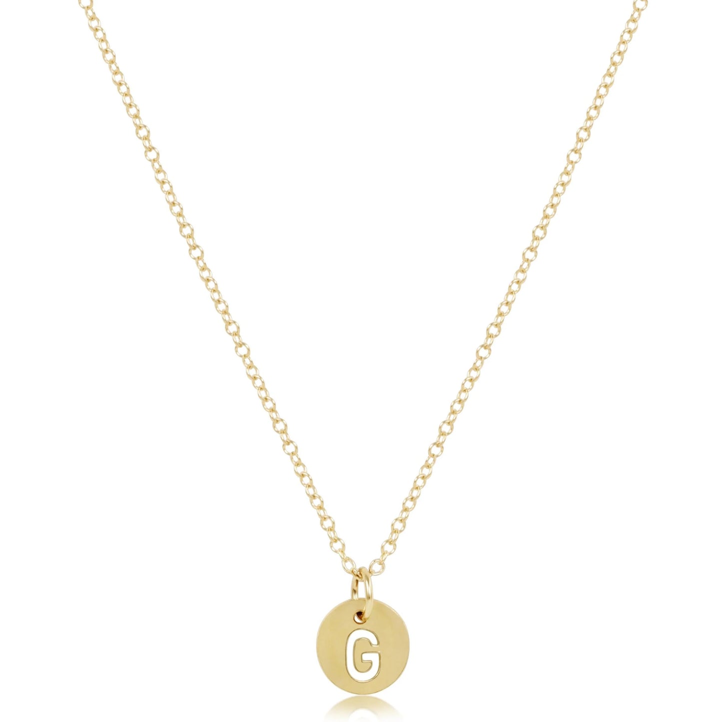 16" NECKLACE GOLD- RESPECT SMALL INITIAL GOLD DISC