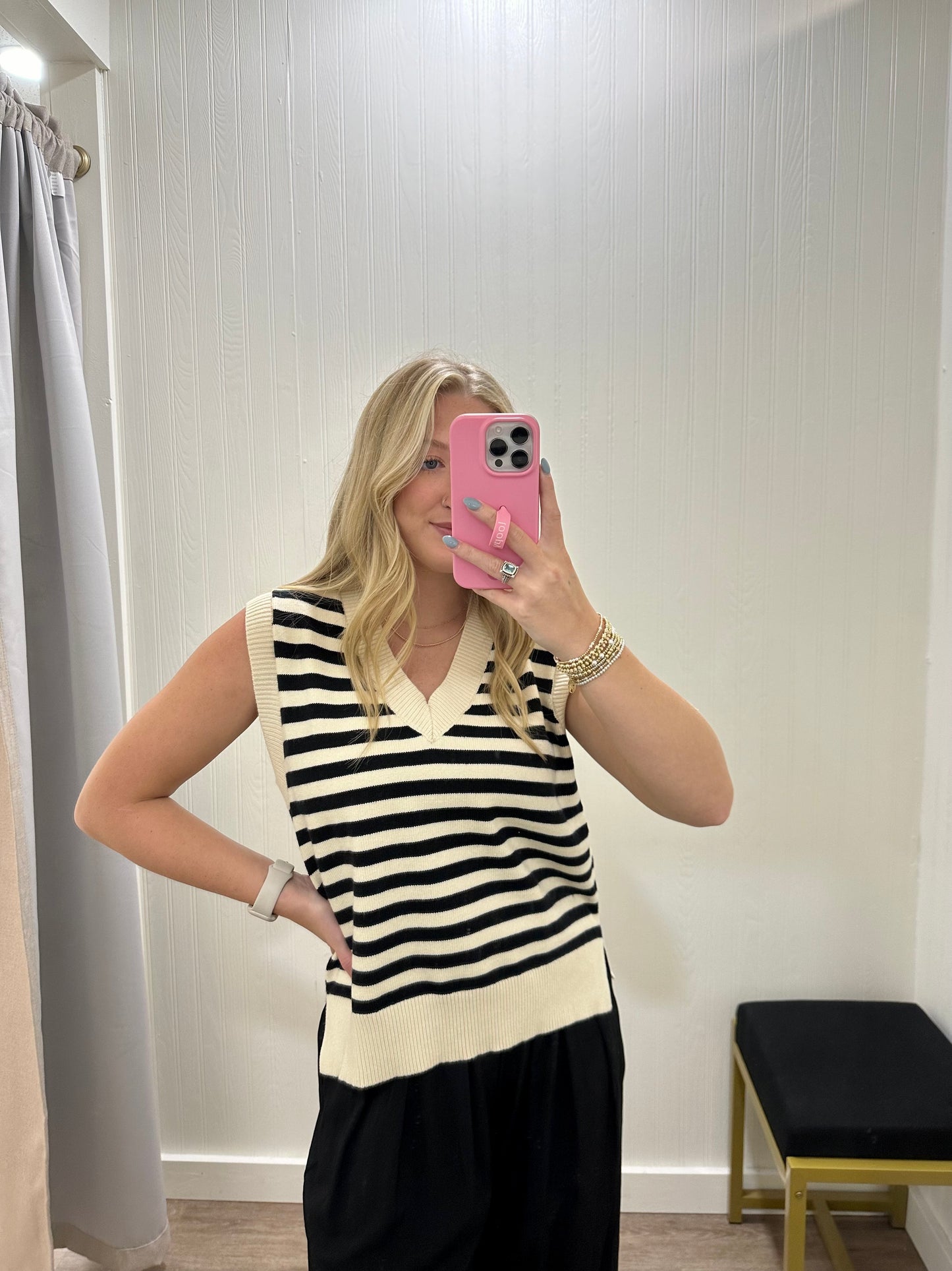 NATURAL STRIPED VEST