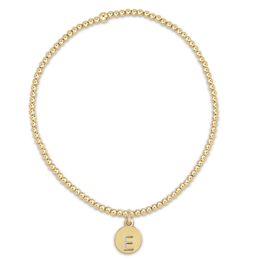 CLASSIC GOLD 2MM BEAD BRACELET- RESPECT SMALL INITIAL GOLD DISC