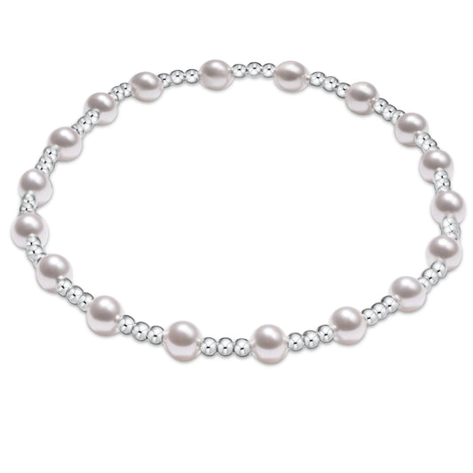 CLASSIC SINCERITY PATTERN STERLING 4MM BEAD BRACELET- PEARL