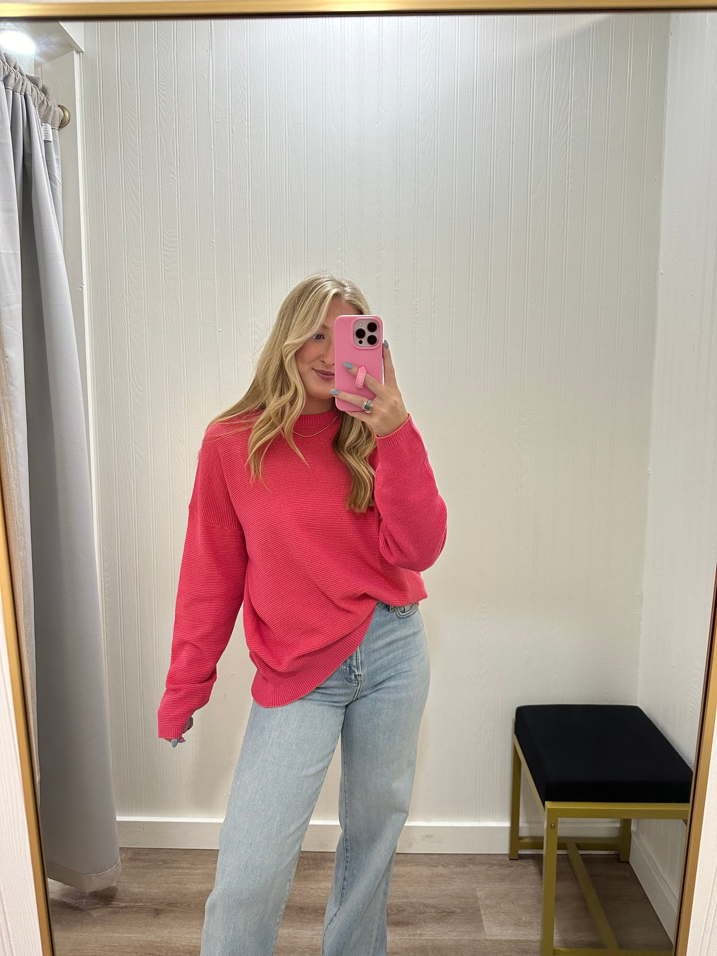 TWO TONE WAFFLE KNIT TOP