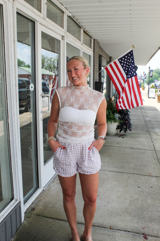 BUBBLE GINGHAM SHORTS