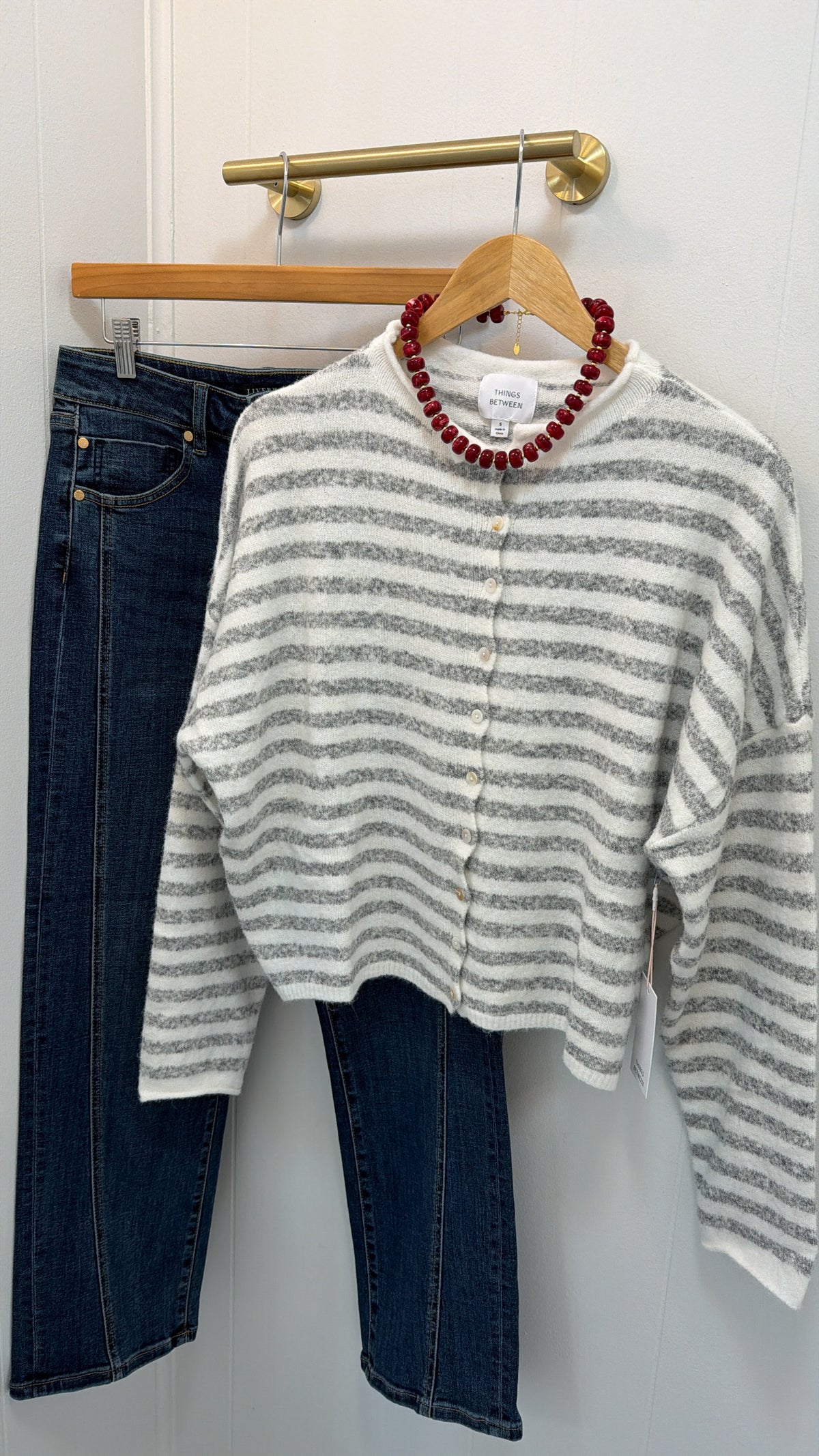Piper Striped Cardigan | Heather Grey