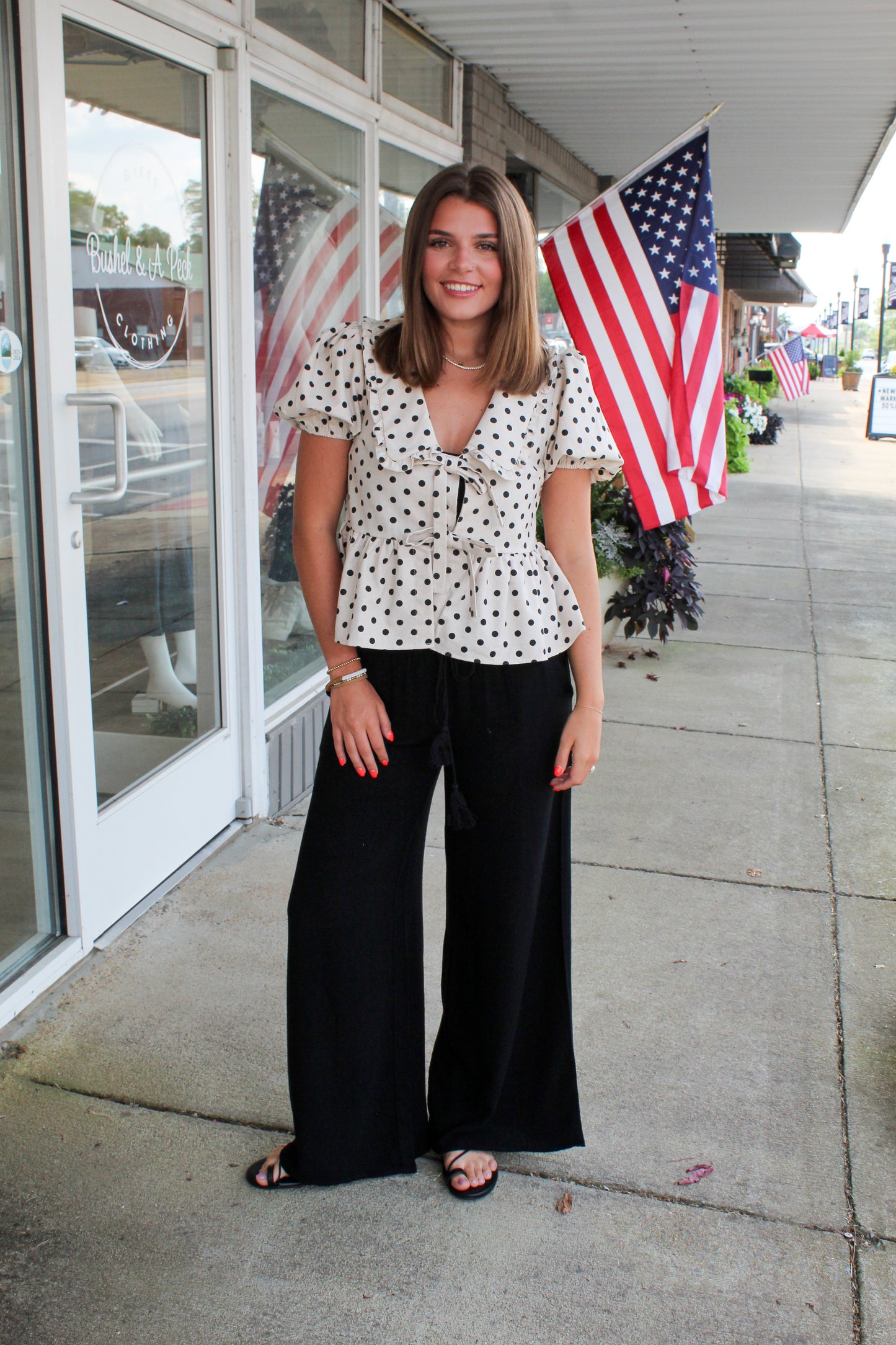 LINEN POLKA DOT TOP