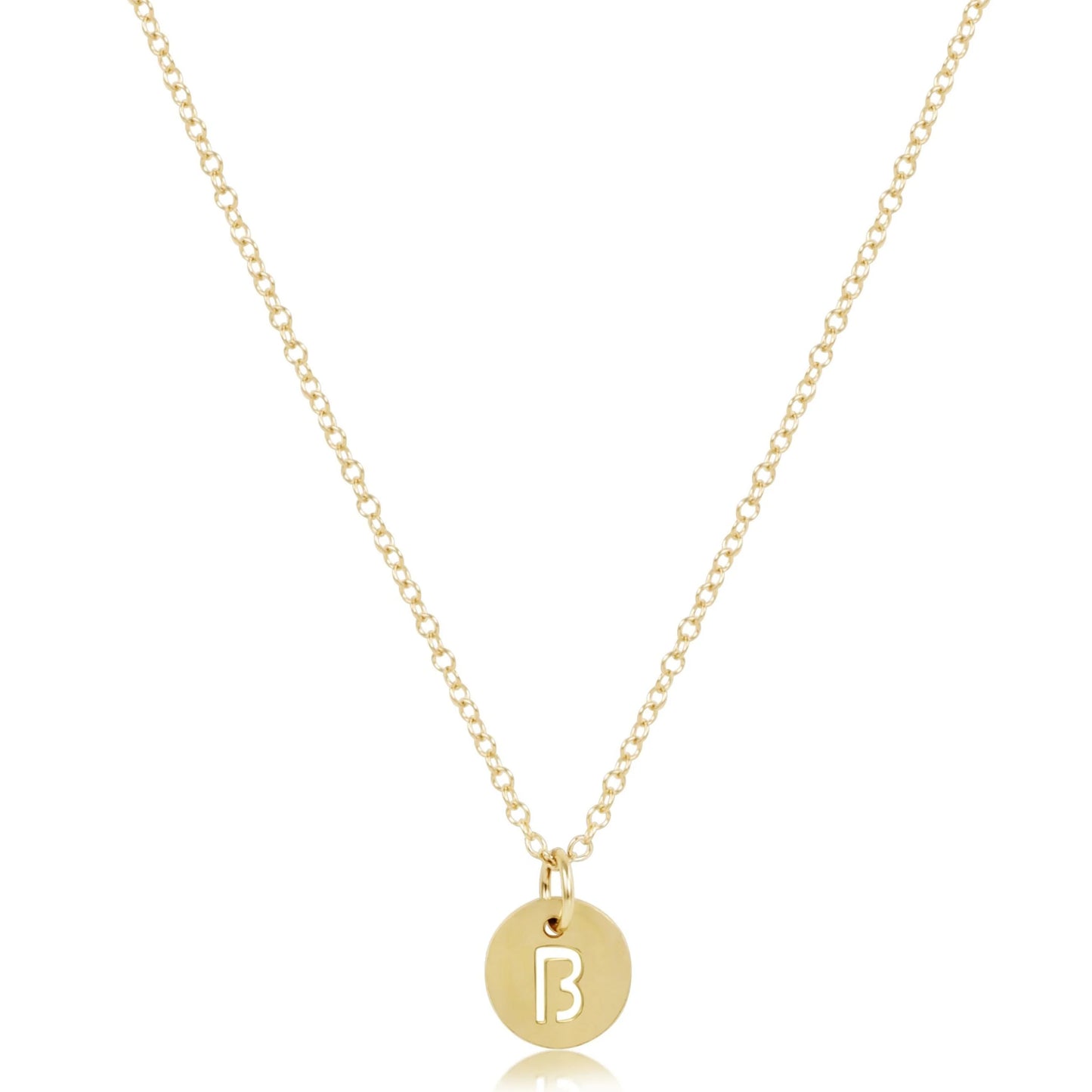 16" NECKLACE GOLD- RESPECT SMALL INITIAL GOLD DISC