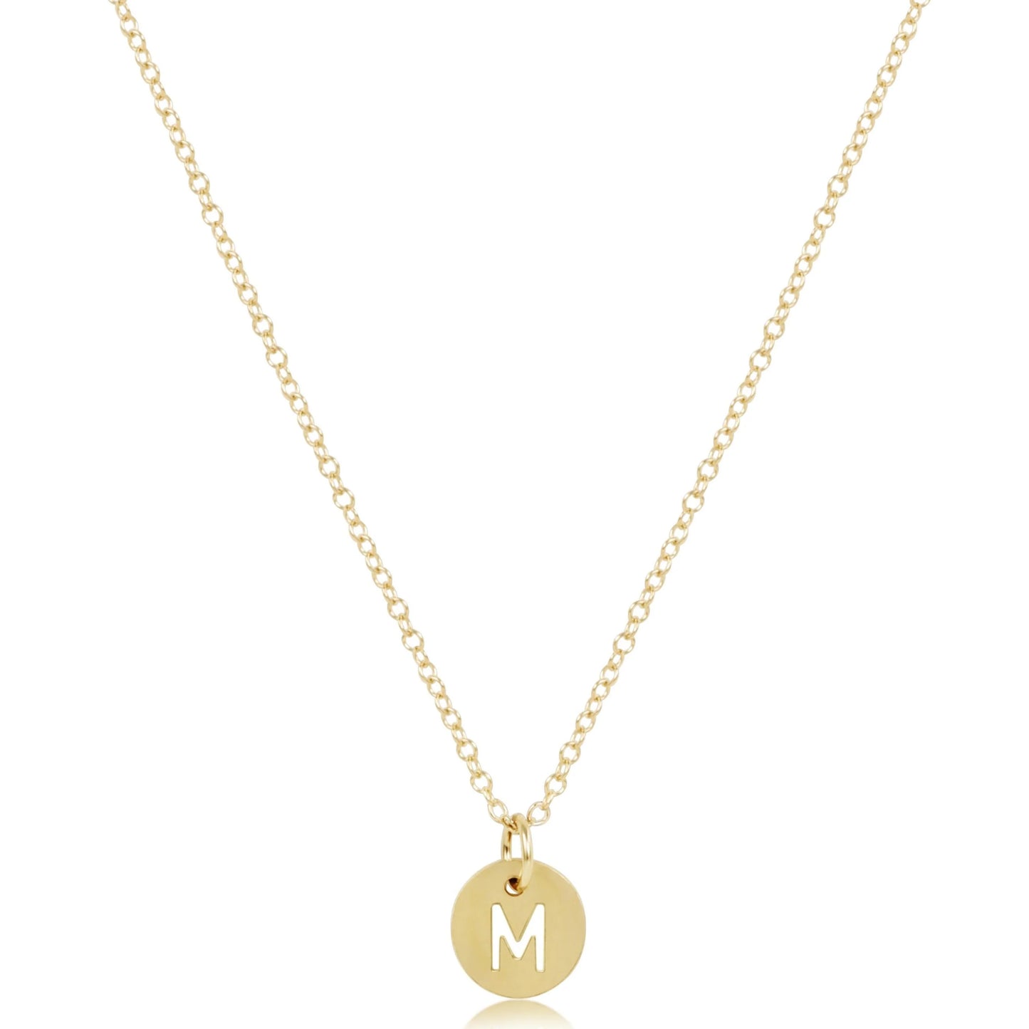 16" NECKLACE GOLD- RESPECT SMALL INITIAL GOLD DISC