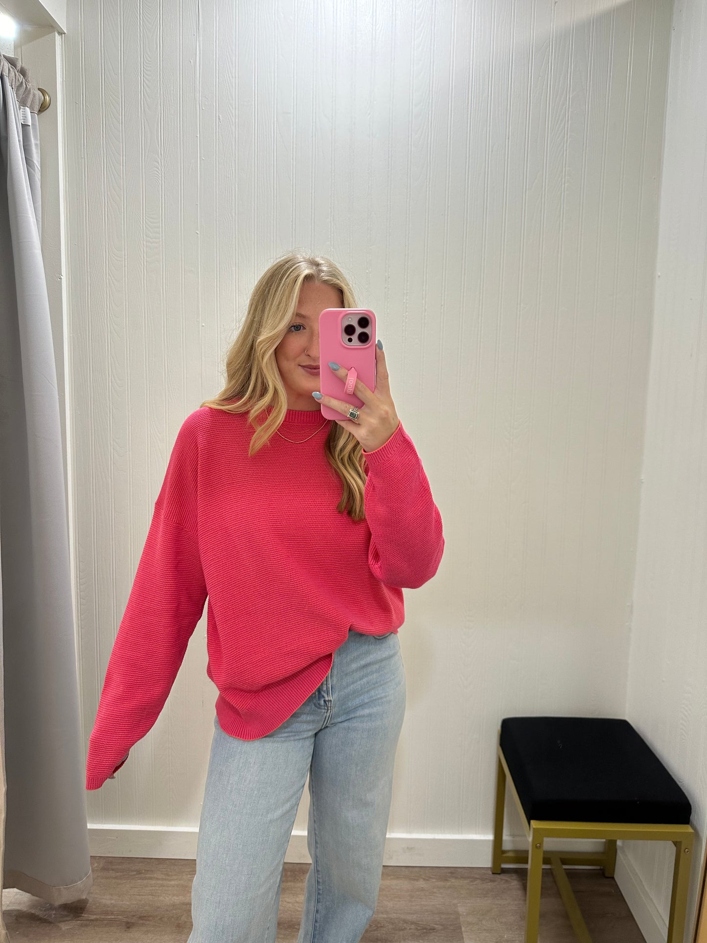 TWO TONE WAFFLE KNIT TOP