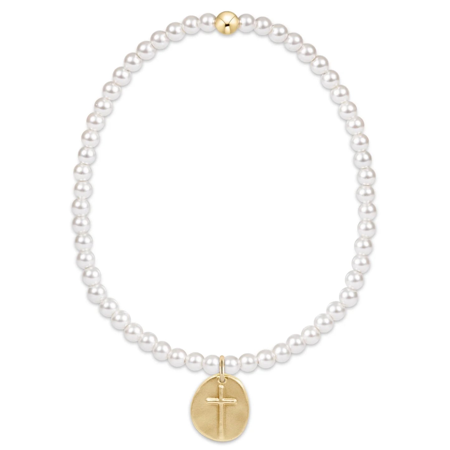 CLASSIC PEARL 3MM BEAD BRACELET- INSPIRE SMALL GOLD CHARM