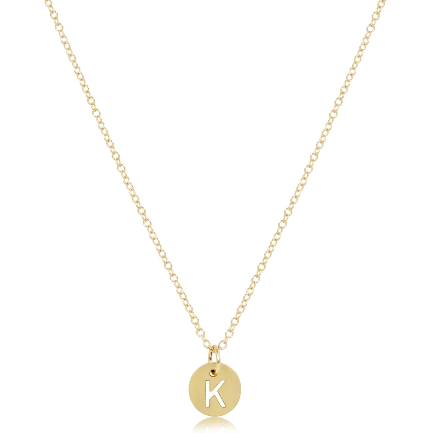 16" NECKLACE GOLD- RESPECT SMALL INITIAL GOLD DISC