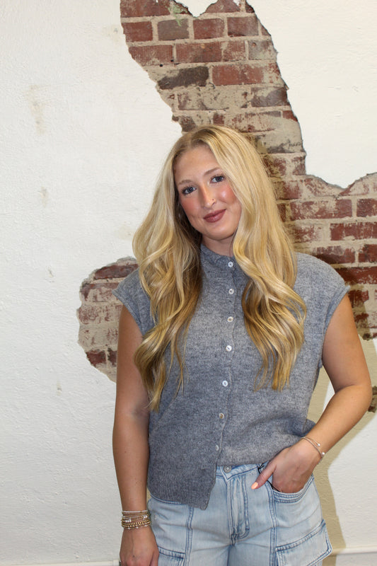 PIPER VEST CARDIGAN | HEATHER GREY