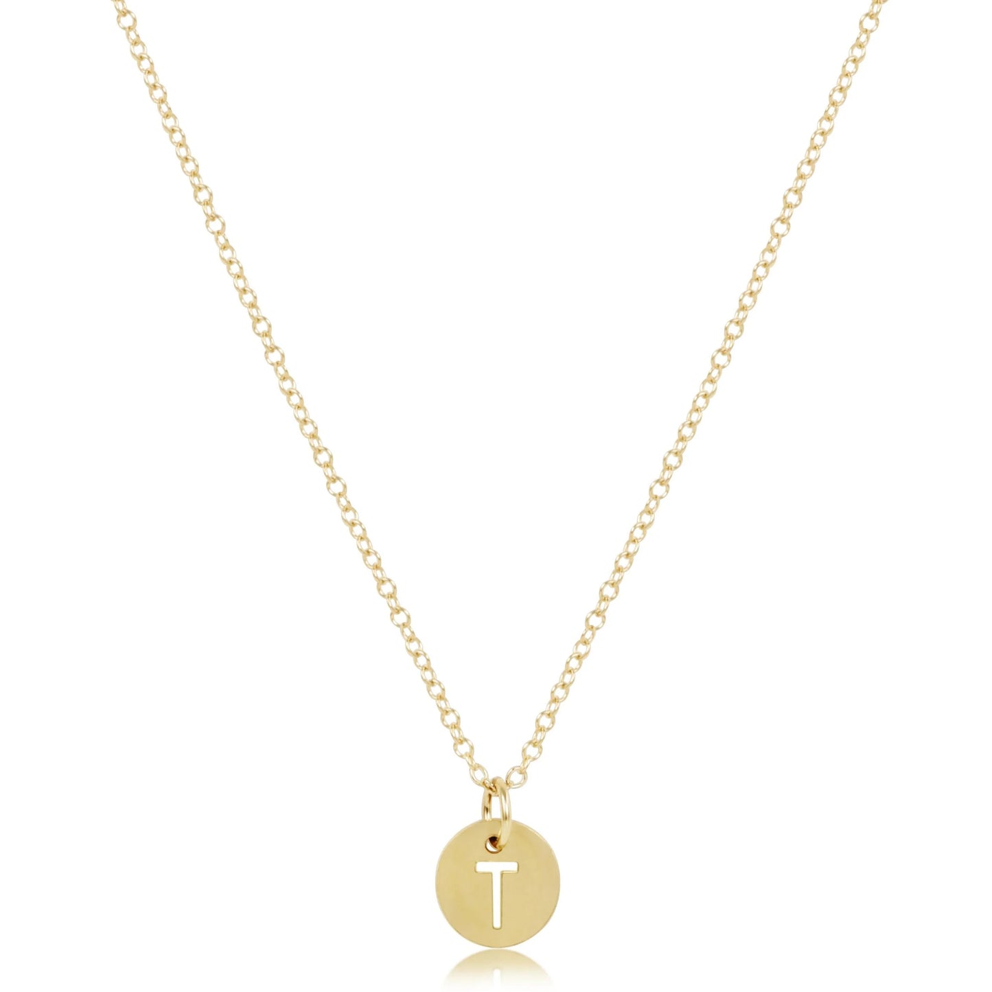 16" NECKLACE GOLD- RESPECT SMALL INITIAL GOLD DISC
