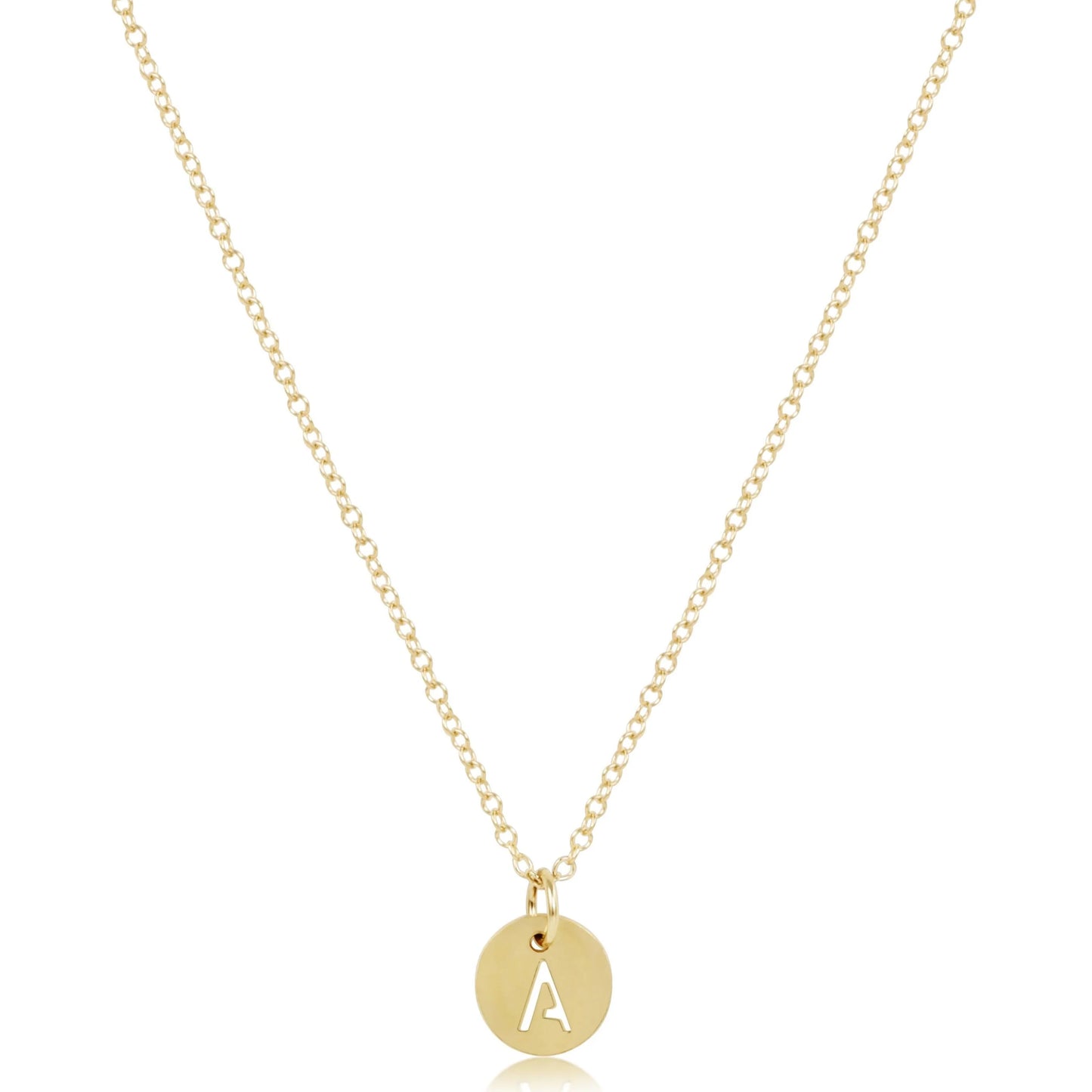16" NECKLACE GOLD- RESPECT SMALL INITIAL GOLD DISC