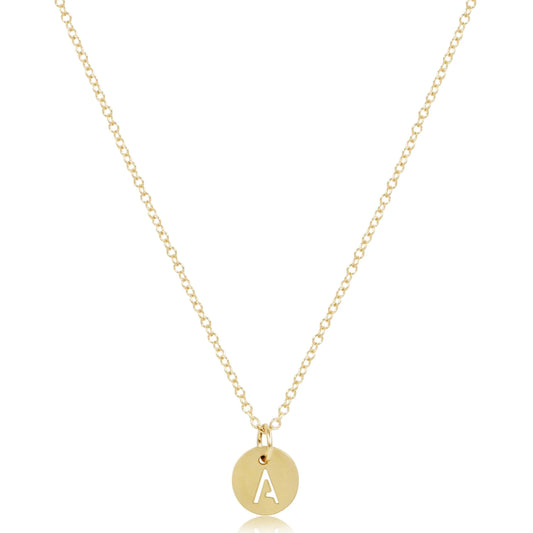 16" NECKLACE GOLD- RESPECT SMALL INITIAL GOLD DISC