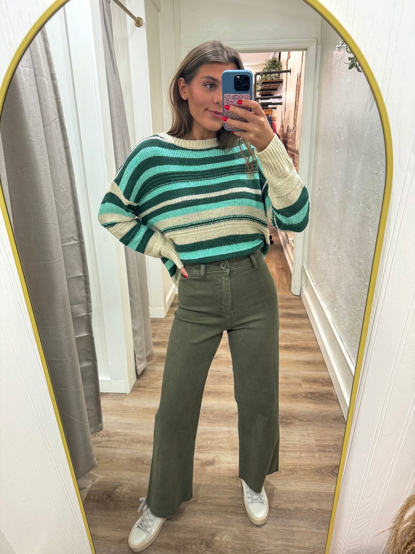 FADED OLIVE WIDE LEG PANTS