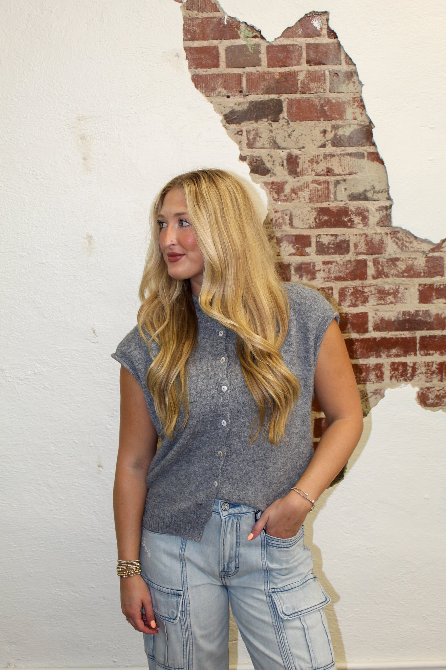 PIPER VEST CARDIGAN | HEATHER GREY