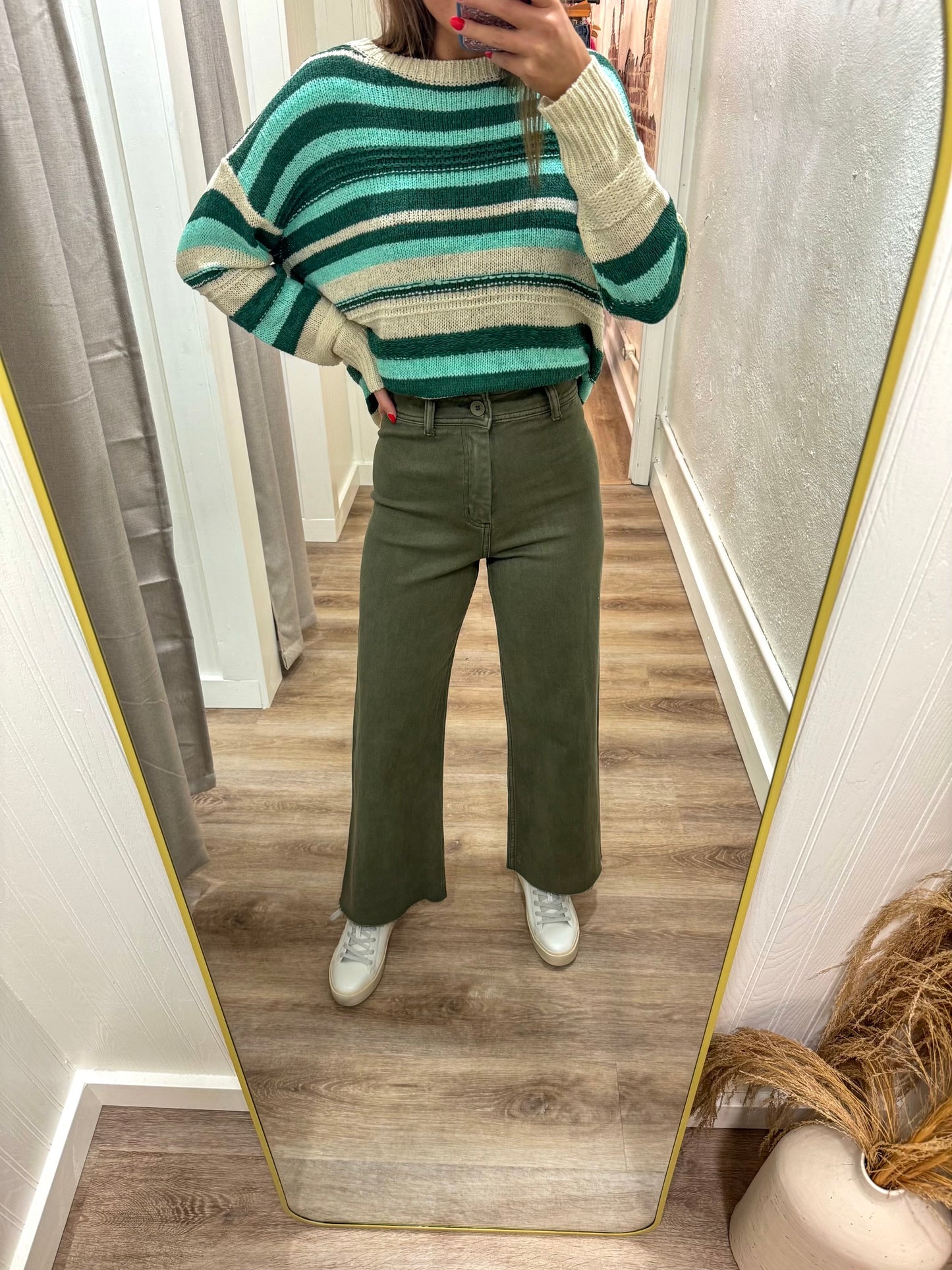 FADED OLIVE WIDE LEG PANTS