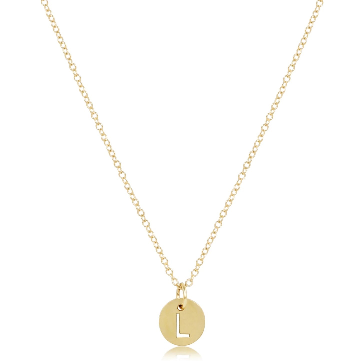 16" NECKLACE GOLD- RESPECT SMALL INITIAL GOLD DISC