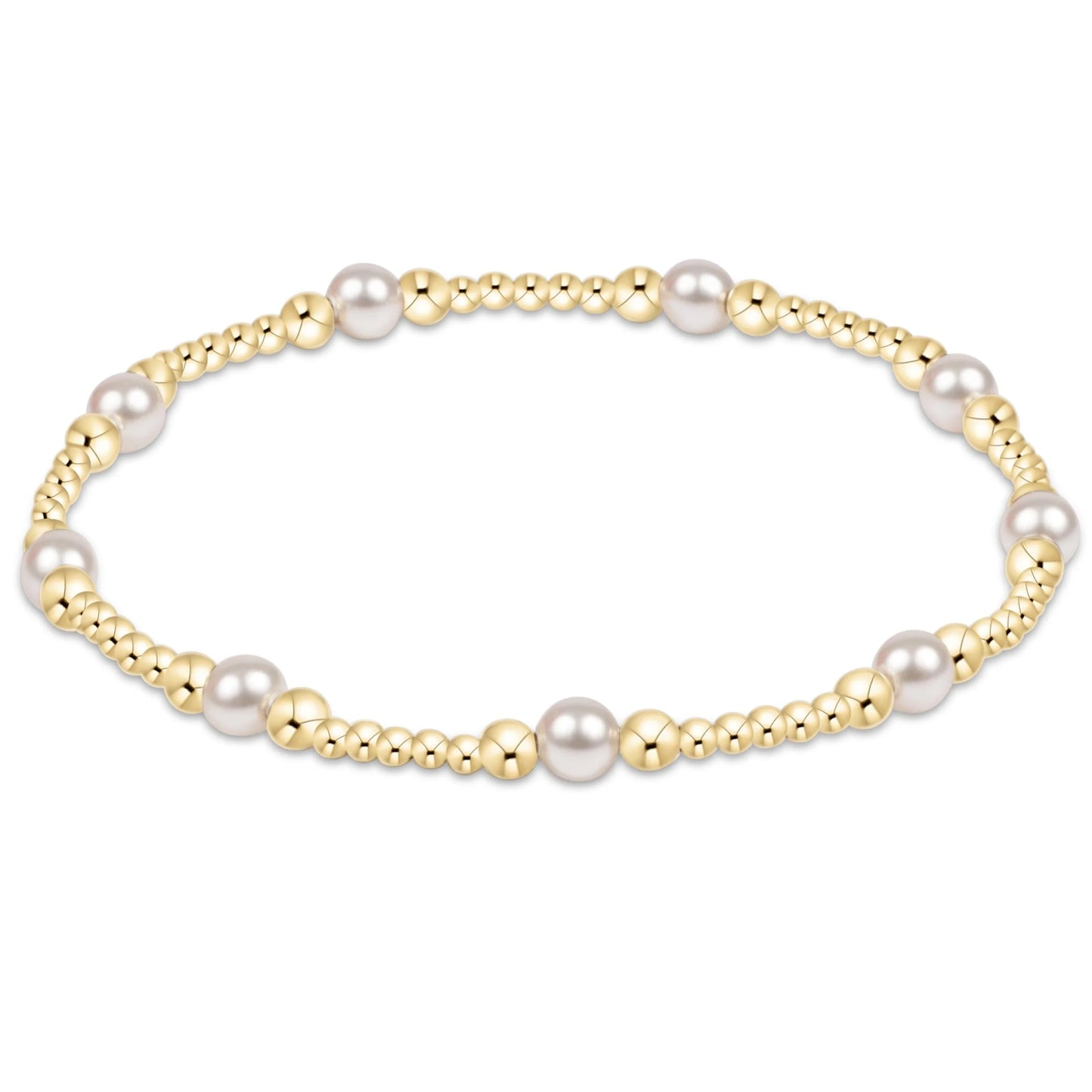 CLASSIC PURPOSE PATTERN 4MM BEAD BRACELET- PEARL