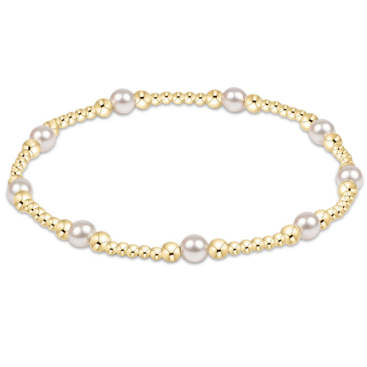 CLASSIC PURPOSE PATTERN 4MM BEAD BRACELET- PEARL