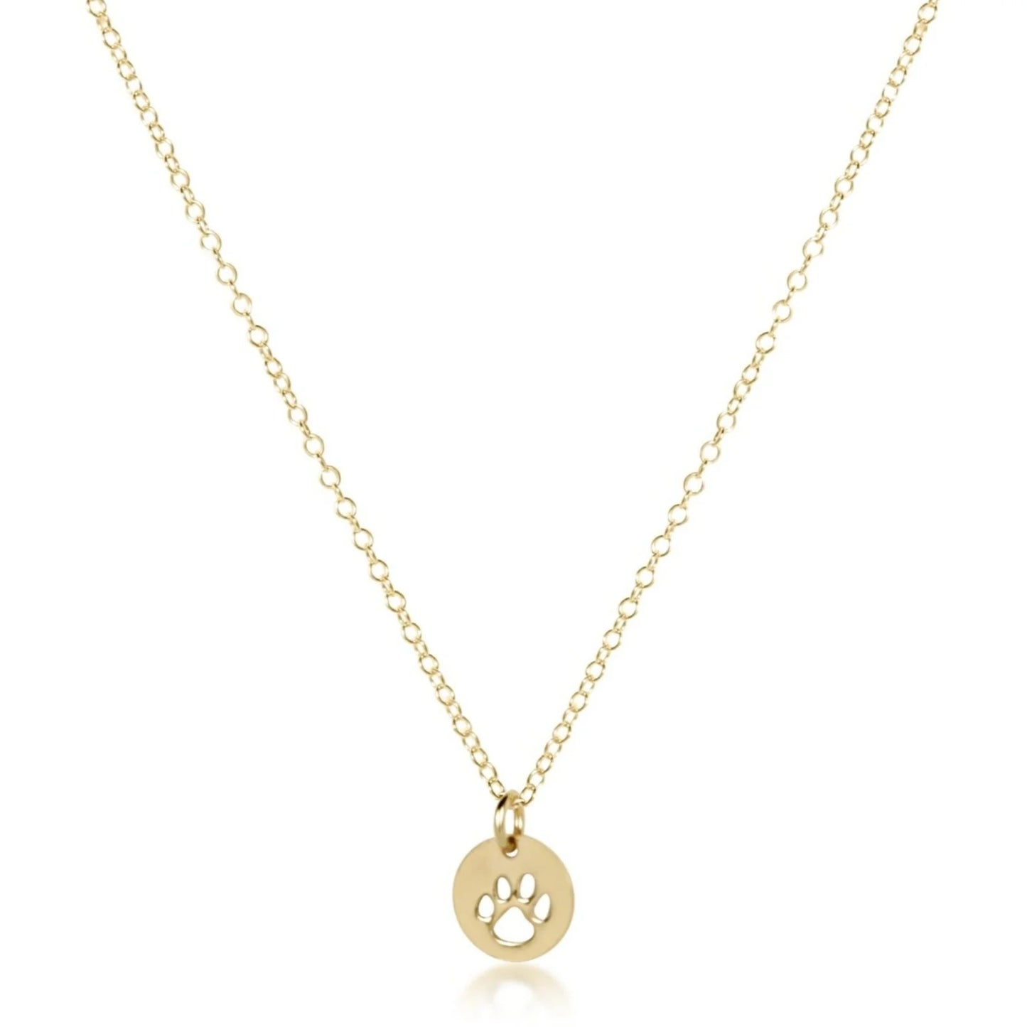 16” NECKLACE GOLD- PAW PRINT SMALL GOLD DISC