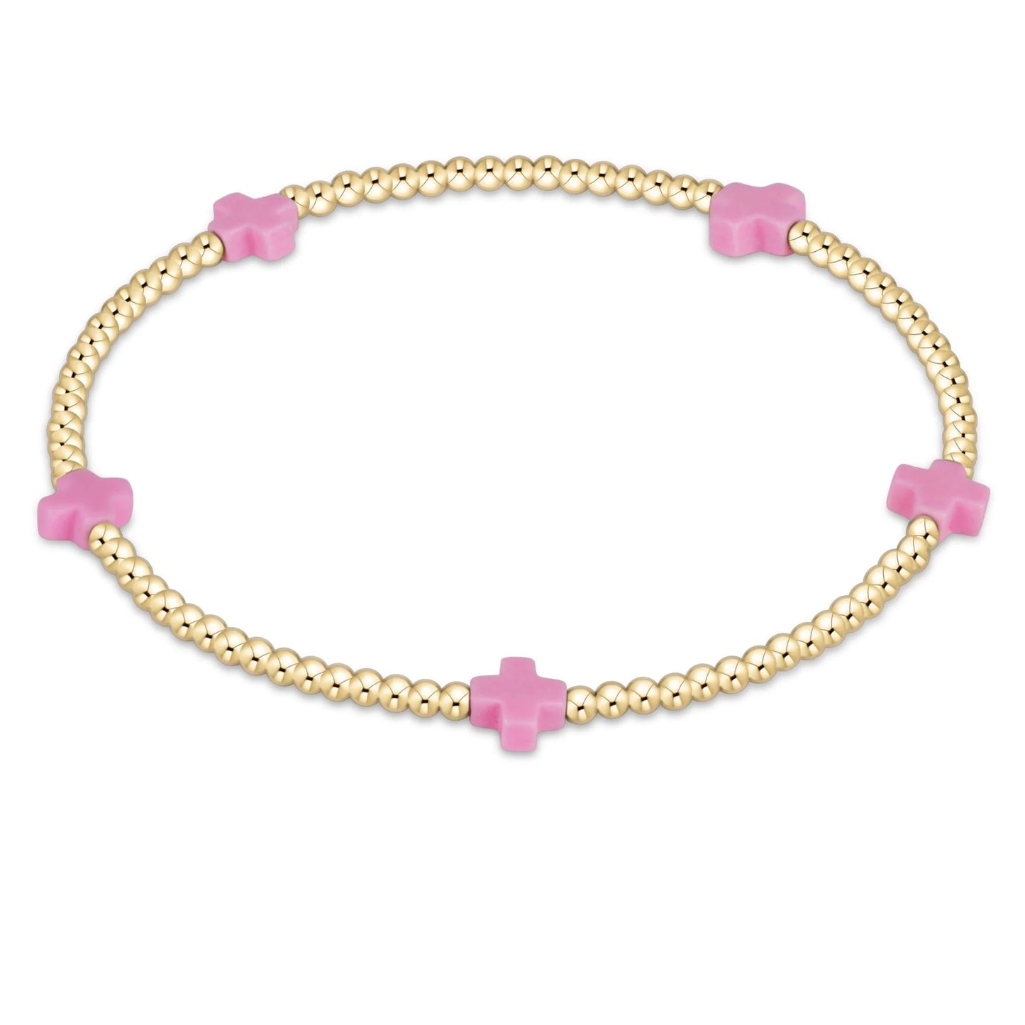 EGIRL SIGNATURE CROSS SMALL GOLD PATTERN 2MM BEAD BRACELET