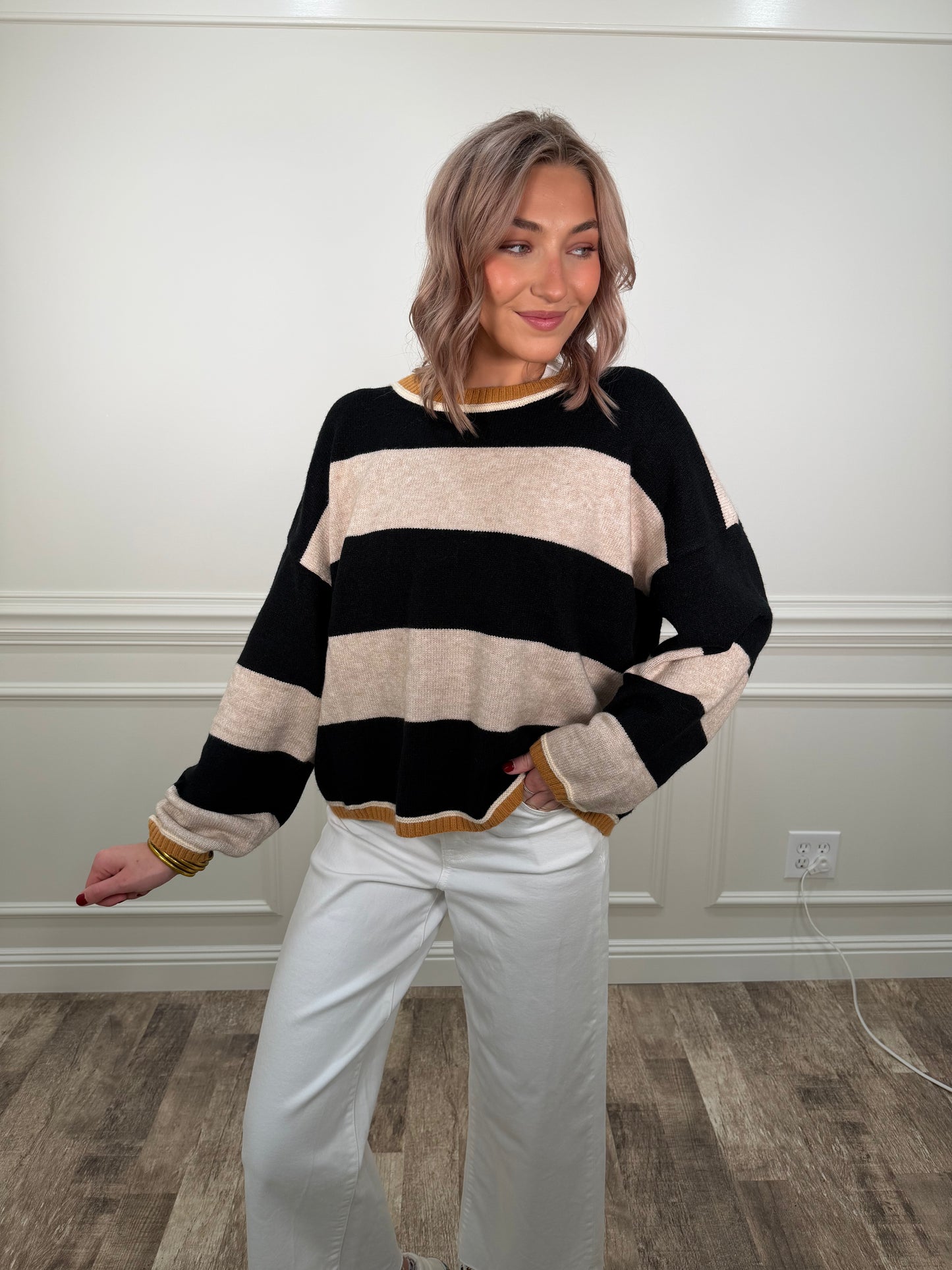 Cozy Contrast Stripe Sweater