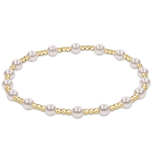 CLASSIC SINCERITY PATTERN 4MM BEAD BRACELET- PEARL