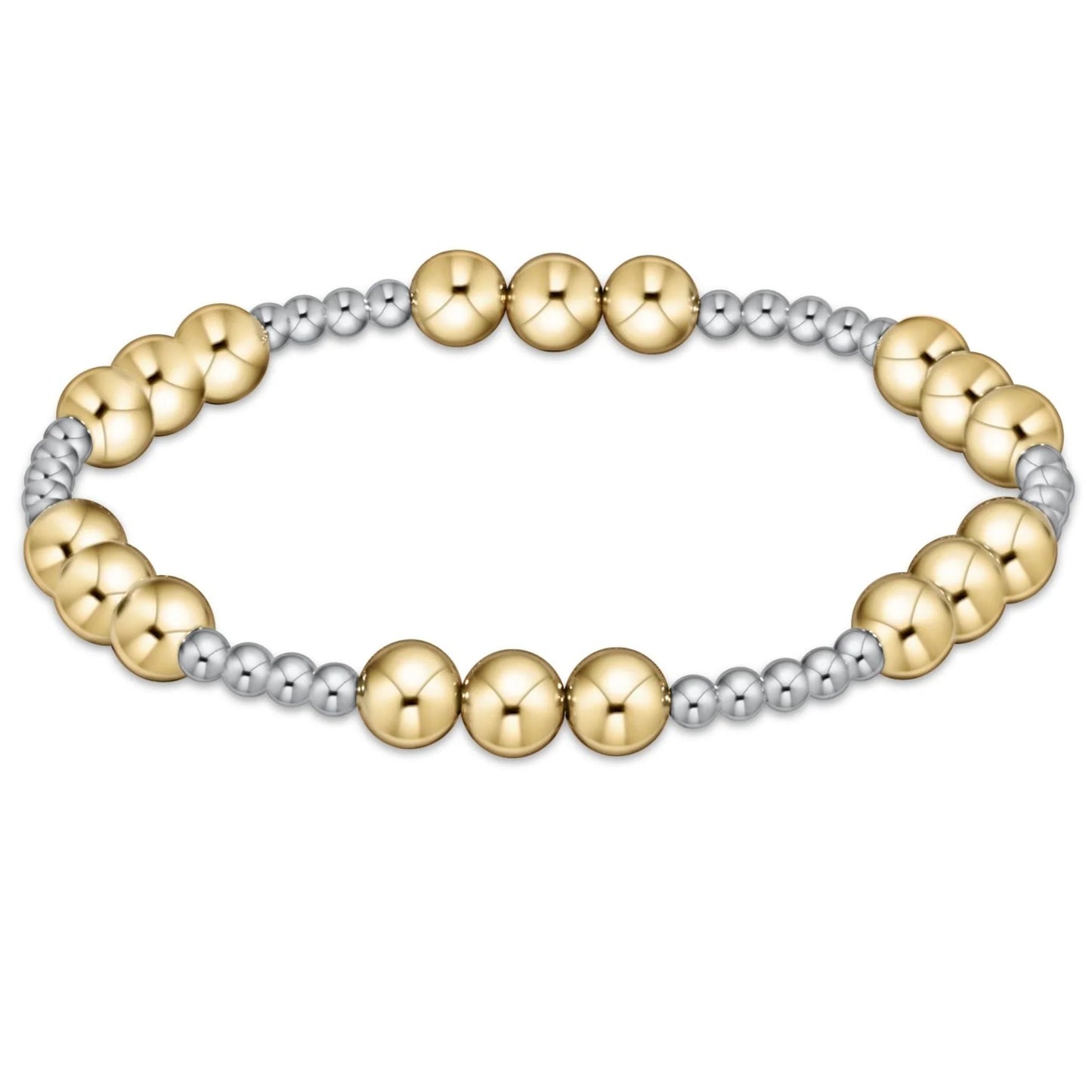 JOY PATTERN 6MM BEAD BRACELET- MIXED METAL