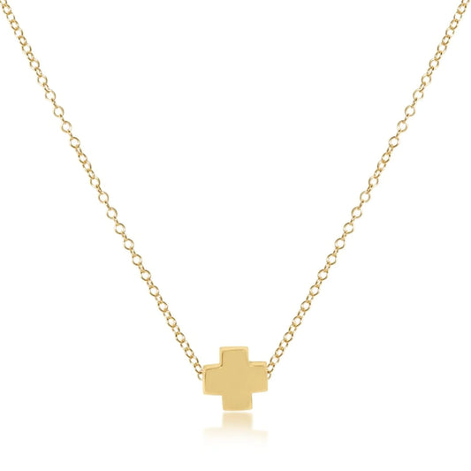 16" GOLD SIGNATURE CROSS NECKLACE- GOLD