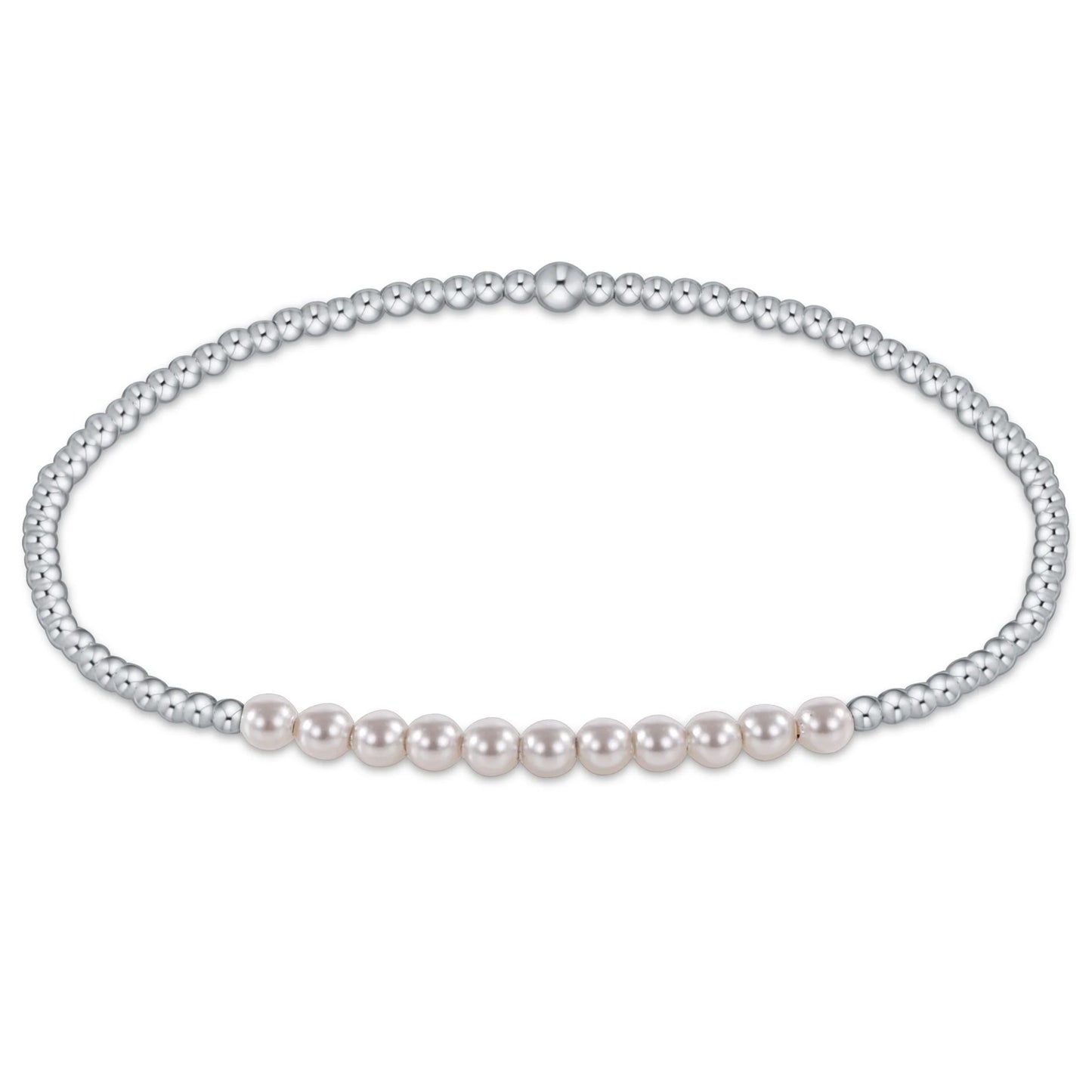 STERLING BLISS 2MM BEAD BRACELET- PEARL