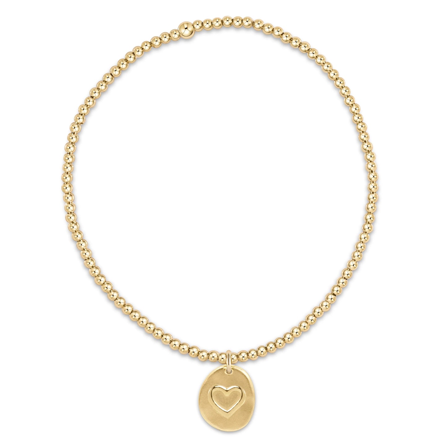 CLASSIC GOLD 2MM BEAD BRACELET- INSPIRE LOVE SMALL GOLD CHARM
