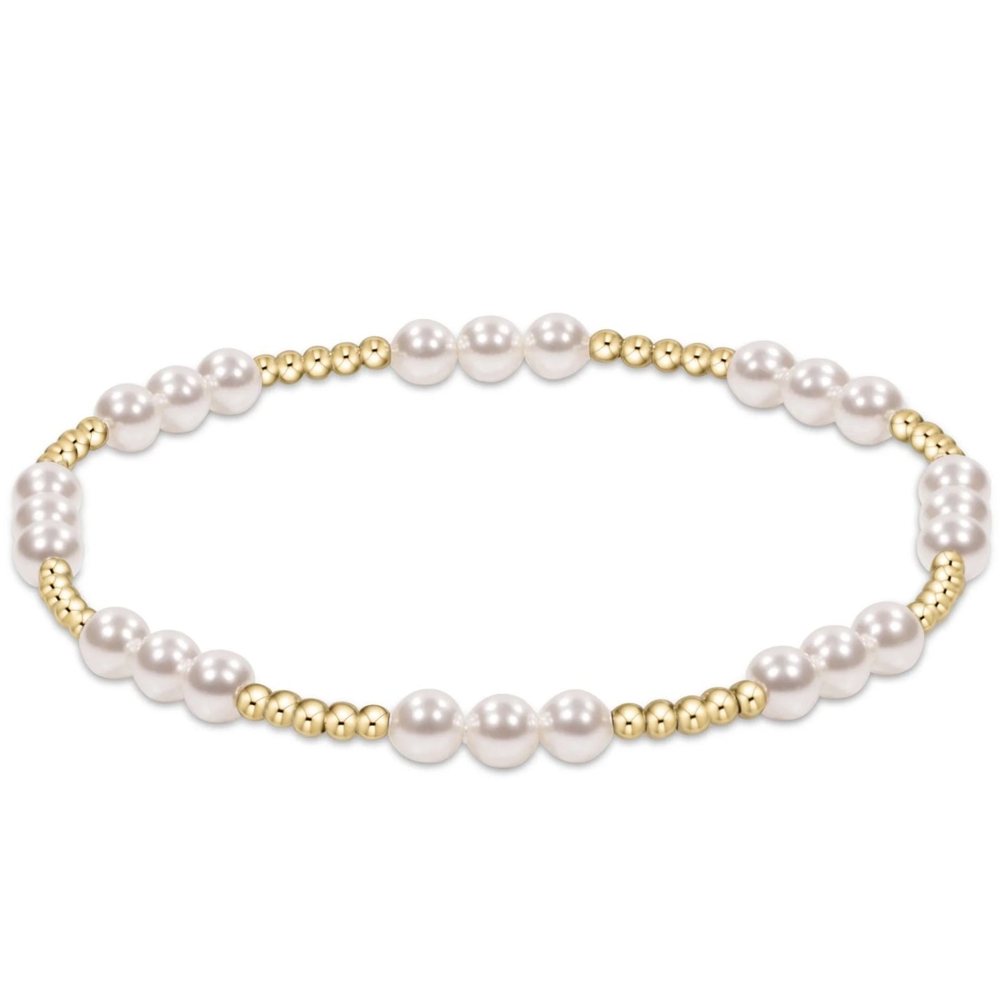 CLASSIC JOY PATTERN 4MM BEAD BRACELET- PEARL
