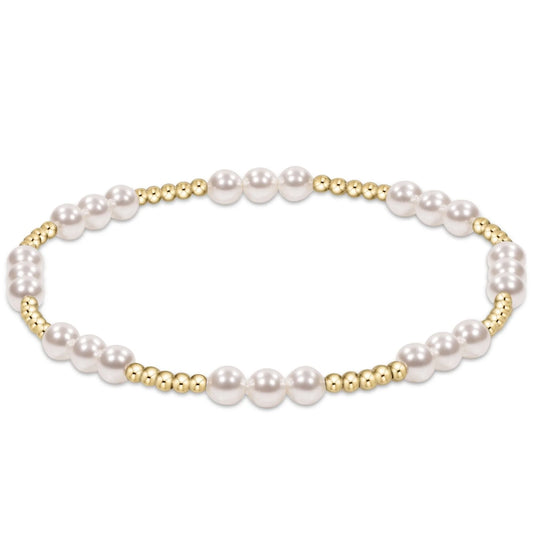 CLASSIC JOY PATTERN 4MM BEAD BRACELET- PEARL