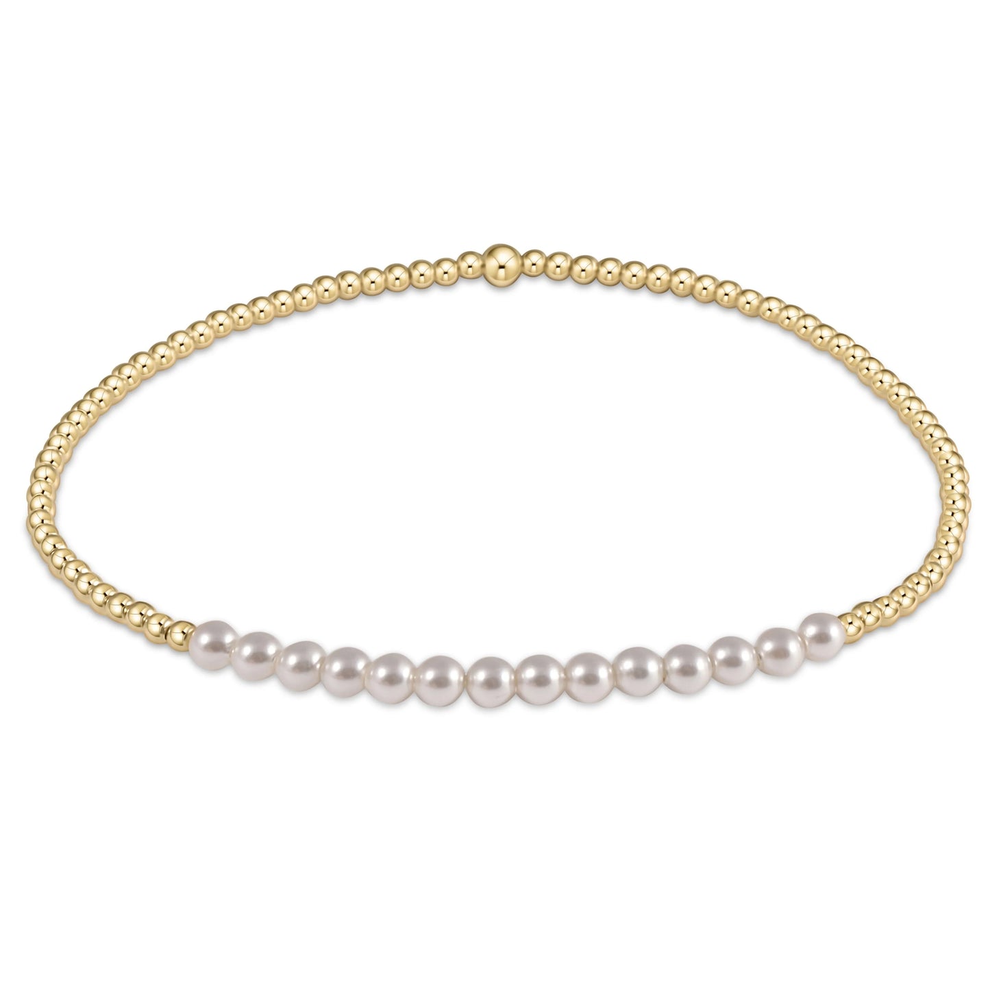 GOLD BLISS 2MM BEAD BRACELET- PEARL