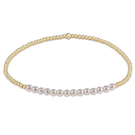 GOLD BLISS 2MM BEAD BRACELET- PEARL