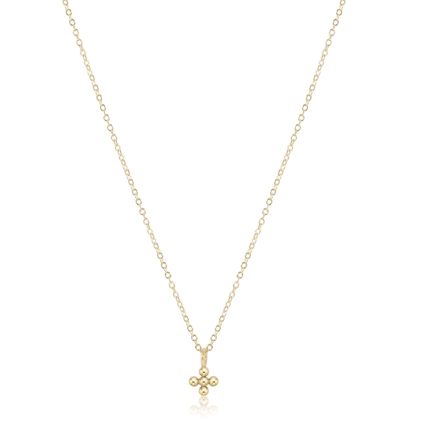 16" NECKLACE GOLD- CLASS BEADED SIGNATURE CROSS SMALL GOLD CHARM