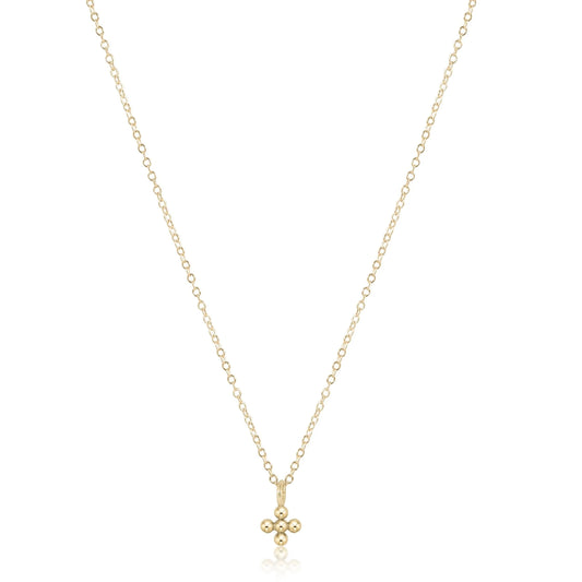 16" NECKLACE GOLD- CLASS BEADED SIGNATURE CROSS SMALL GOLD CHARM