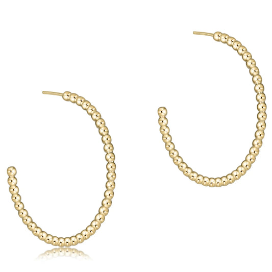BEADED CLASSIC 1.25" POST HOOP- 2MM GOLD