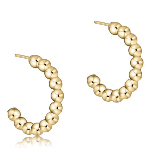 BEADED CLASSIC 1" POST HOOP- 3MM GOLD