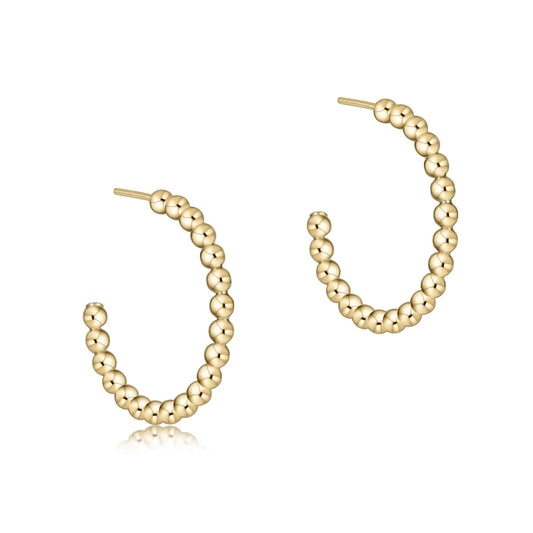 BEADED CLASSIC 1" POST HOOP- 2MM GOLD