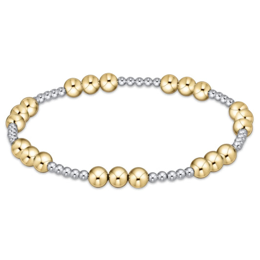 JOY PATTERN 5MM BEAD BRACELET- MIXED METAL